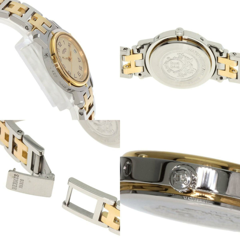 Hermès Clipper 腕錶，不鏽鋼/SSxGP，女士-5