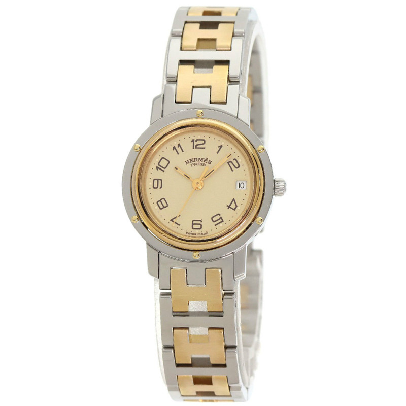 Hermès Clipper 腕錶，不鏽鋼/SSxGP，女士-10