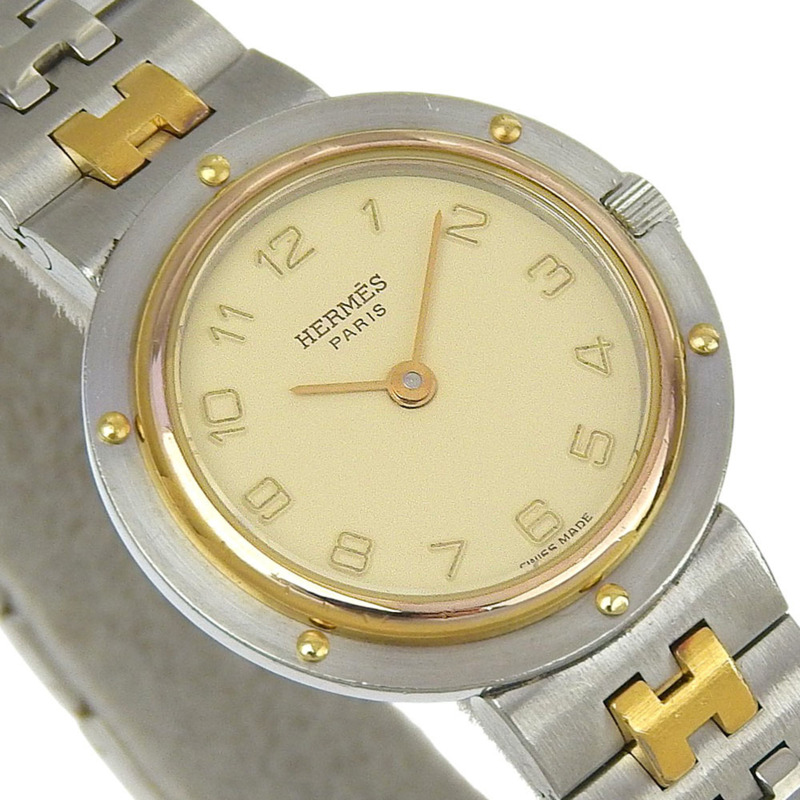 Hermès Olympia 女士手錶,不鏽鋼石英機芯,模擬顯示,象牙色錶盤-2