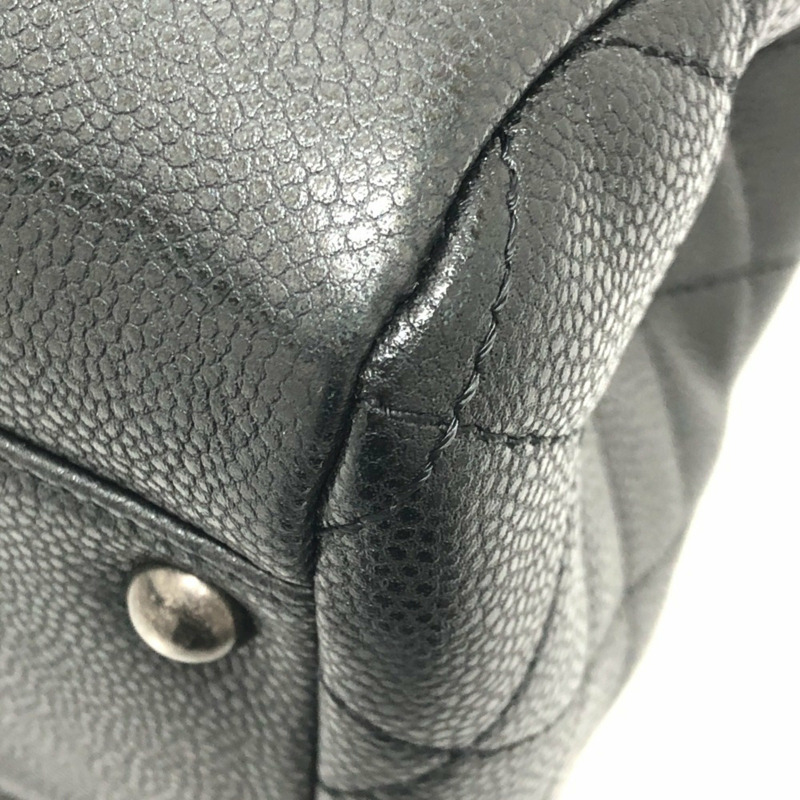 CHANEL CC Coco Mark 托特包,鏈條手提包,單肩魚子醬皮革,女款,灰色-5