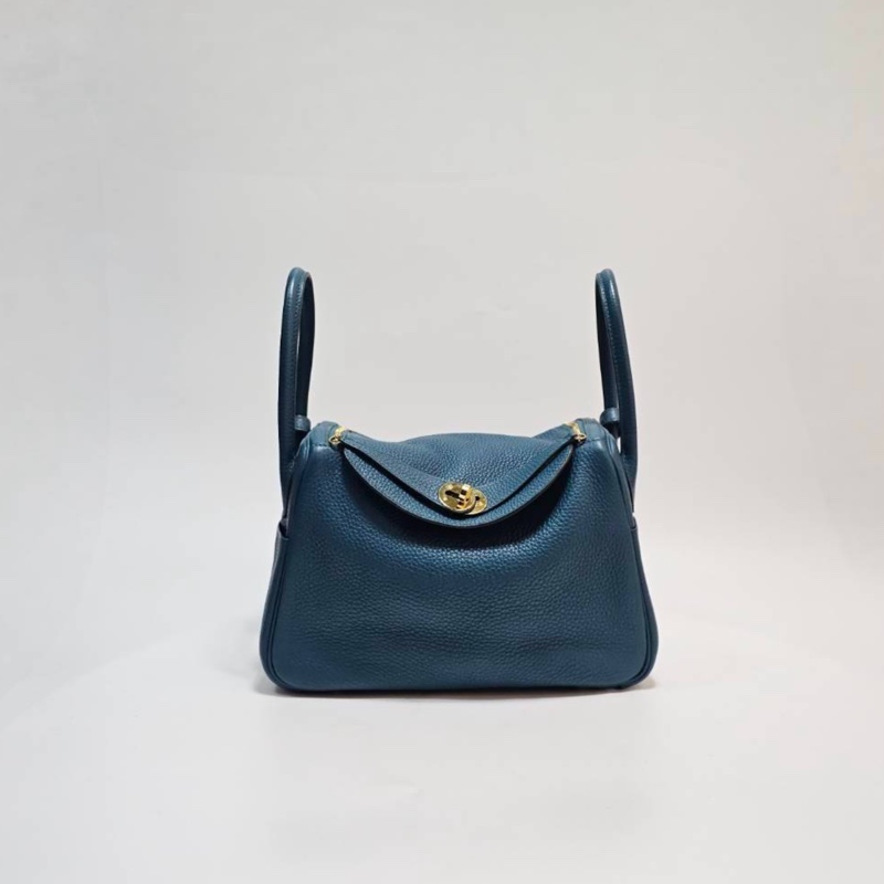 Hermes 普魯斯海峽綠T/C皮Lindy26金釦手提肩背包-0