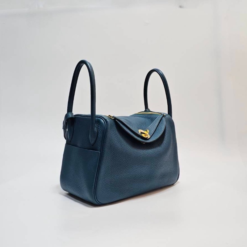 Hermes 普魯斯海峽綠T/C皮Lindy26金釦手提肩背包-2