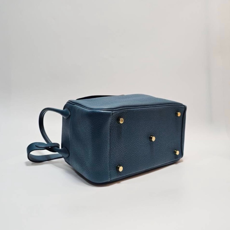 Hermes 普魯斯海峽綠T/C皮Lindy26金釦手提肩背包-4