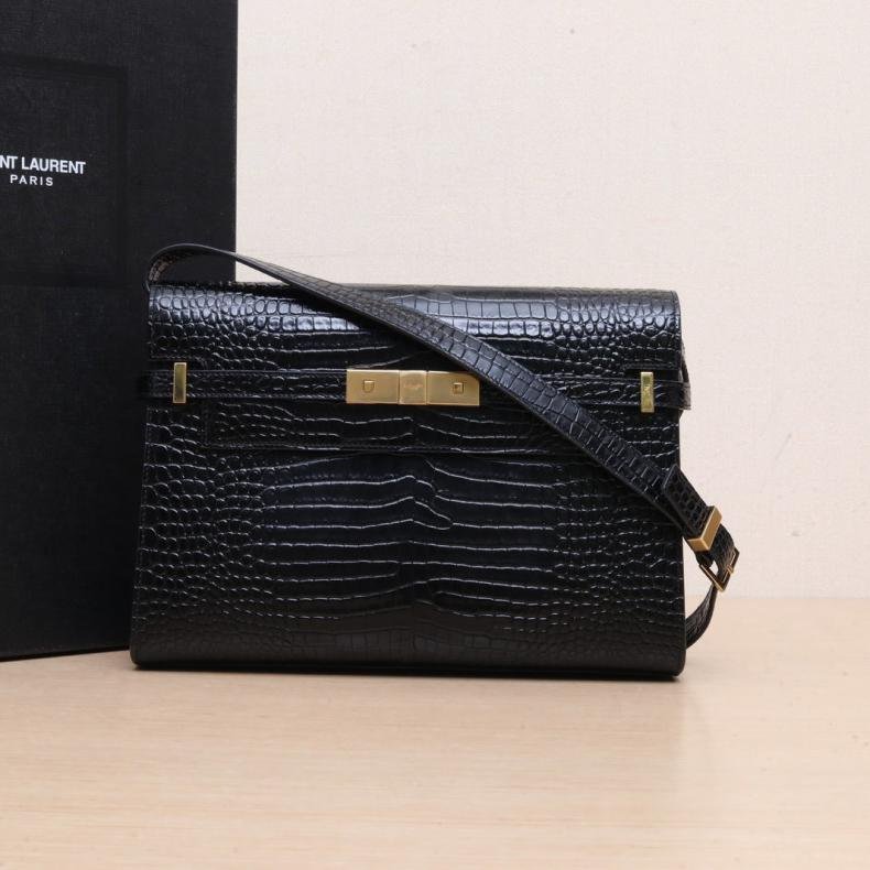 MANHATTAN 曼哈頓 BOX 中號 29 鱷魚壓紋 黑色 皮革C 金扣-0