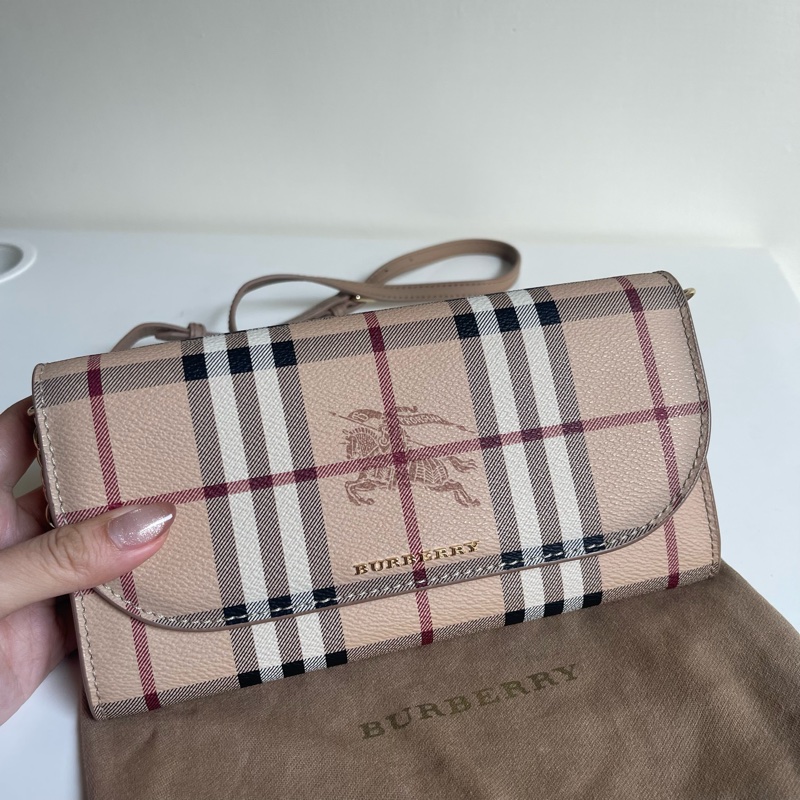 Burberry 經典格紋WOC 全新 皮革 Burberry Haymarket Check Wallet on Chain-0