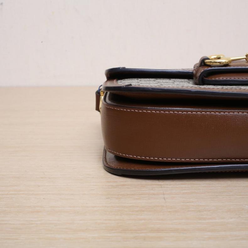 Horsebit 馬銜扣 1955 馬鞍包 小號 25 棕色 PVC 金扣-2