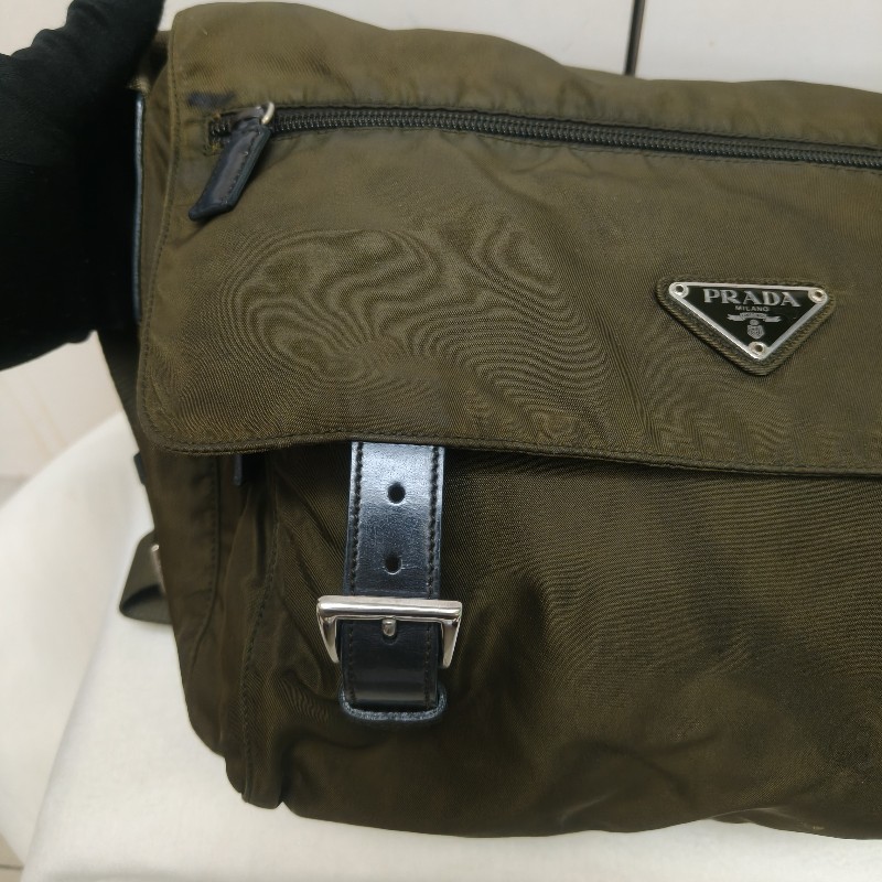 ㊣✨PRADA✨（附防塵袋）普拉達 墨綠色 帆布 皮革 口袋 郵差包 肩背包 斜背包 /二手包/二手精品🌳二手樹屋🌳-14