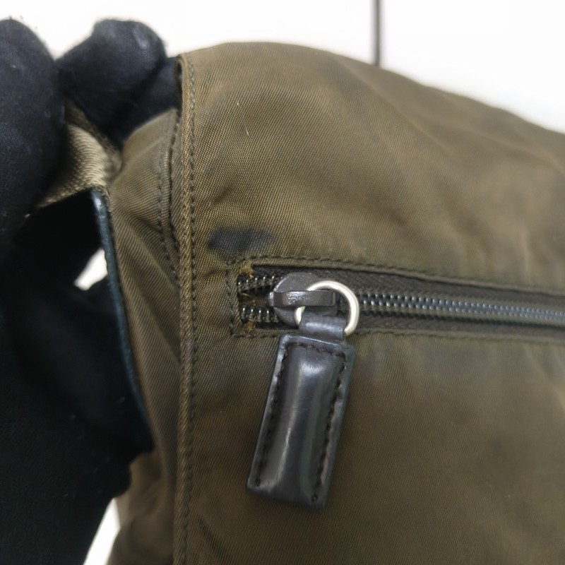 ㊣✨PRADA✨（附防塵袋）普拉達 墨綠色 帆布 皮革 口袋 郵差包 肩背包 斜背包 /二手包/二手精品🌳二手樹屋🌳-16