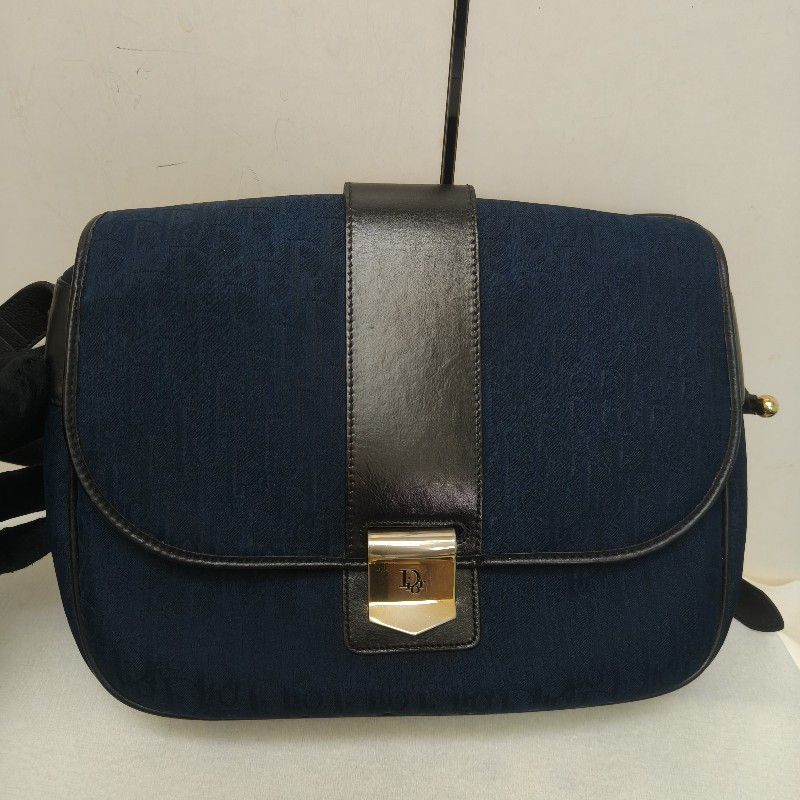 🔥衝破200銷售🔥【限時降價回饋至9/21】㊣✨Christian Dior✨迪奧 CD 深藍色 老花 刺繡 牛皮 肩背包 郵差包 信封包 斜背包/二手包/保證正品🌳二手樹屋🌳-1