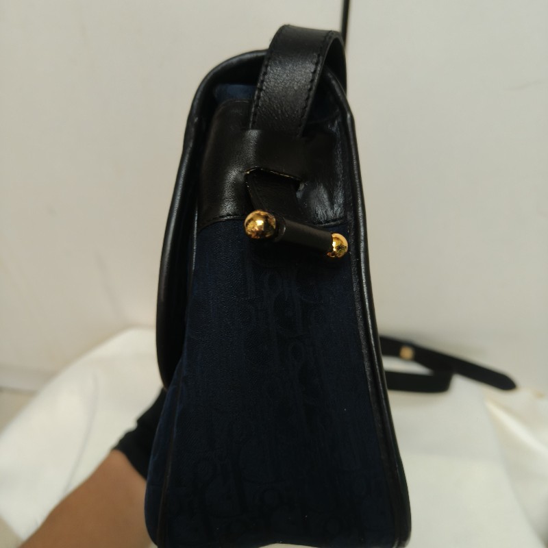 🔥衝破200銷售🔥【限時降價回饋至9/21】㊣✨Christian Dior✨迪奧 CD 深藍色 老花 刺繡 牛皮 肩背包 郵差包 信封包 斜背包/二手包/保證正品🌳二手樹屋🌳-2