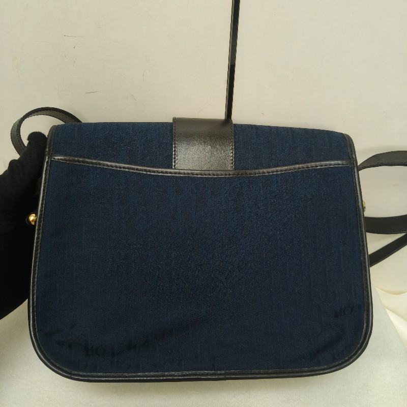 🔥衝破200銷售🔥【限時降價回饋至9/21】㊣✨Christian Dior✨迪奧 CD 深藍色 老花 刺繡 牛皮 肩背包 郵差包 信封包 斜背包/二手包/保證正品🌳二手樹屋🌳-3