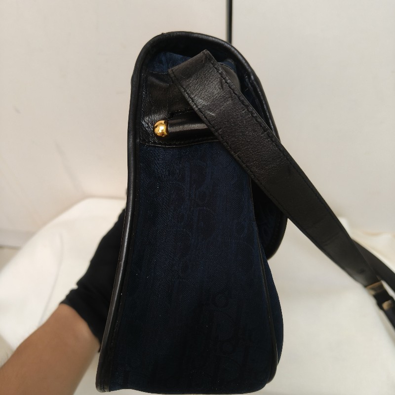 🔥衝破200銷售🔥【限時降價回饋至9/21】㊣✨Christian Dior✨迪奧 CD 深藍色 老花 刺繡 牛皮 肩背包 郵差包 信封包 斜背包/二手包/保證正品🌳二手樹屋🌳-4