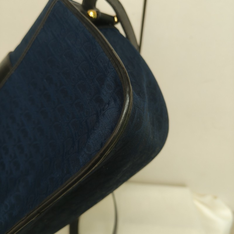 🔥衝破200銷售🔥【限時降價回饋至9/21】㊣✨Christian Dior✨迪奧 CD 深藍色 老花 刺繡 牛皮 肩背包 郵差包 信封包 斜背包/二手包/保證正品🌳二手樹屋🌳-7