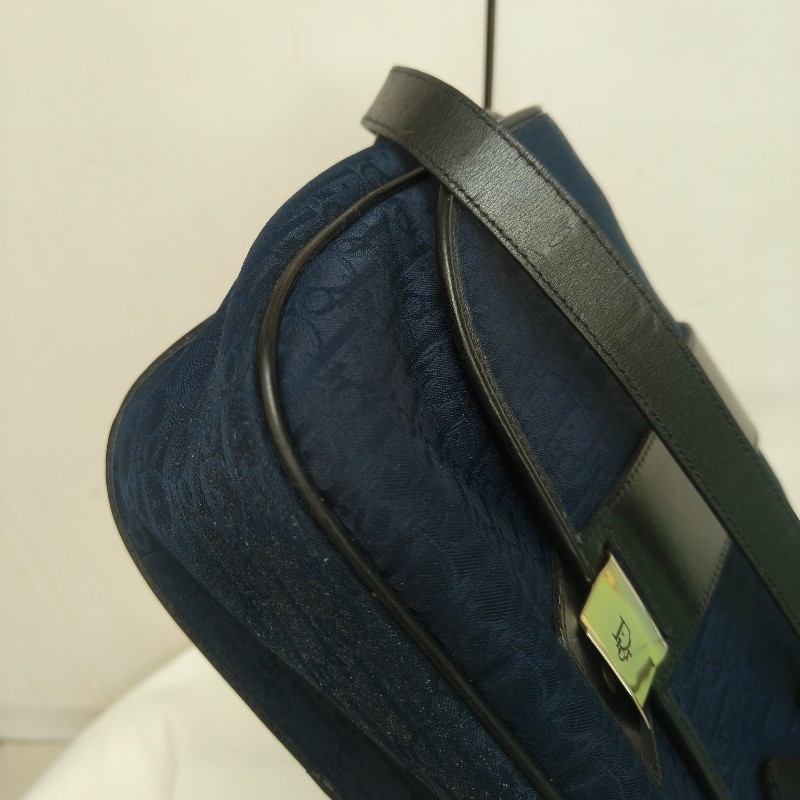 🔥衝破200銷售🔥【限時降價回饋至9/21】㊣✨Christian Dior✨迪奧 CD 深藍色 老花 刺繡 牛皮 肩背包 郵差包 信封包 斜背包/二手包/保證正品🌳二手樹屋🌳-8