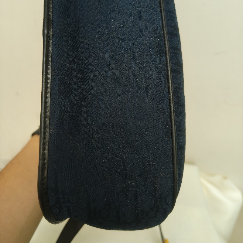 🔥衝破200銷售🔥【限時降價回饋至9/21】㊣✨Christian Dior✨迪奧 CD 深藍色 老花 刺繡 牛皮 肩背包 郵差包 信封包 斜背包/二手包/保證正品🌳二手樹屋🌳-12