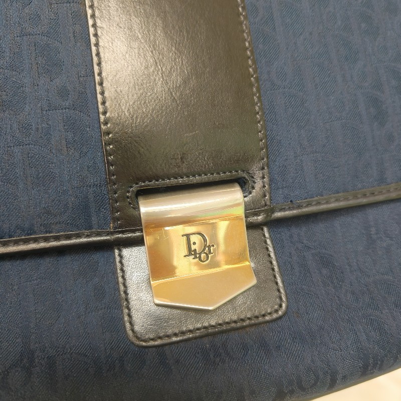 🔥衝破200銷售🔥【限時降價回饋至9/21】㊣✨Christian Dior✨迪奧 CD 深藍色 老花 刺繡 牛皮 肩背包 郵差包 信封包 斜背包/二手包/保證正品🌳二手樹屋🌳-14