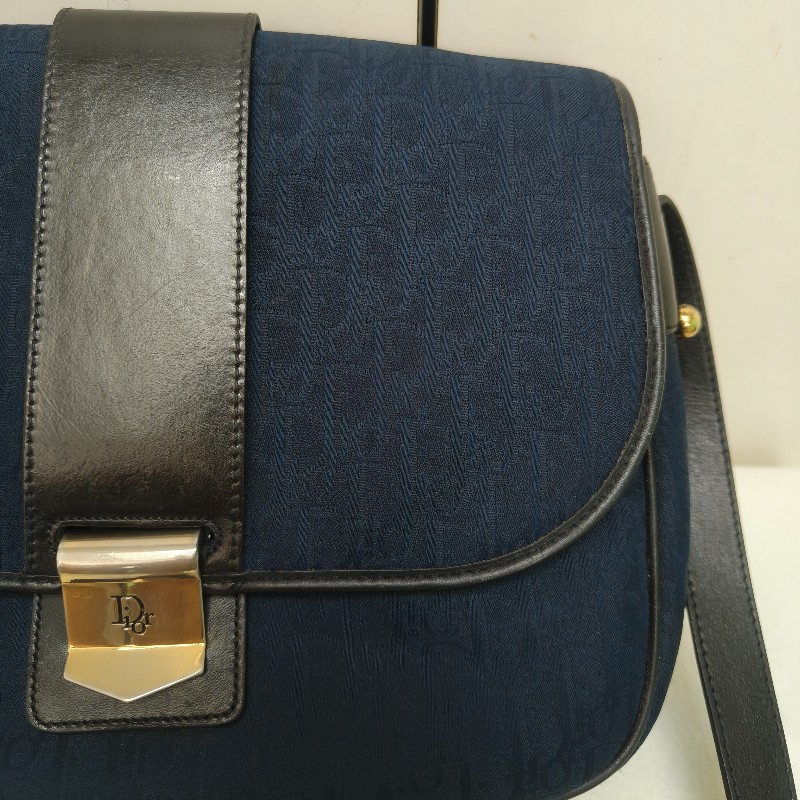 🔥衝破200銷售🔥【限時降價回饋至9/21】㊣✨Christian Dior✨迪奧 CD 深藍色 老花 刺繡 牛皮 肩背包 郵差包 信封包 斜背包/二手包/保證正品🌳二手樹屋🌳-16