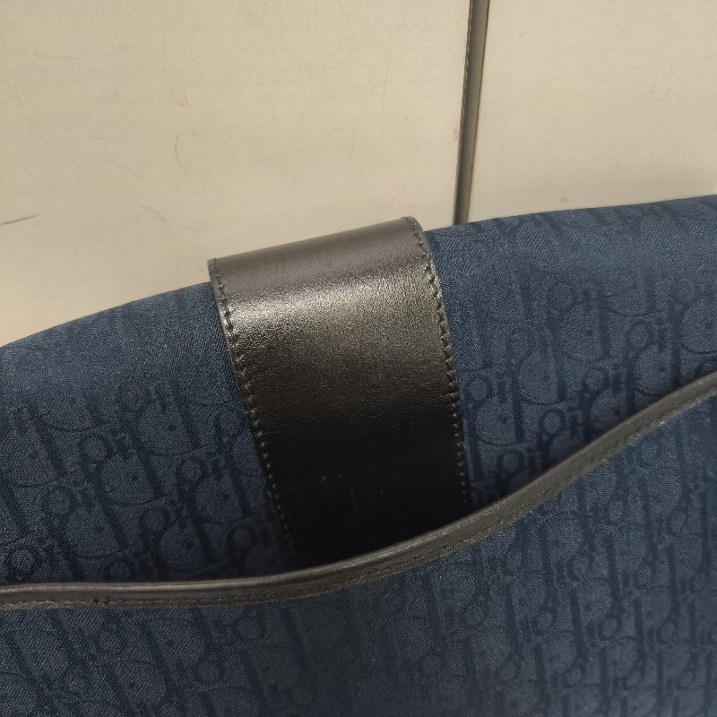 🔥衝破200銷售🔥【限時降價回饋至9/21】㊣✨Christian Dior✨迪奧 CD 深藍色 老花 刺繡 牛皮 肩背包 郵差包 信封包 斜背包/二手包/保證正品🌳二手樹屋🌳-23