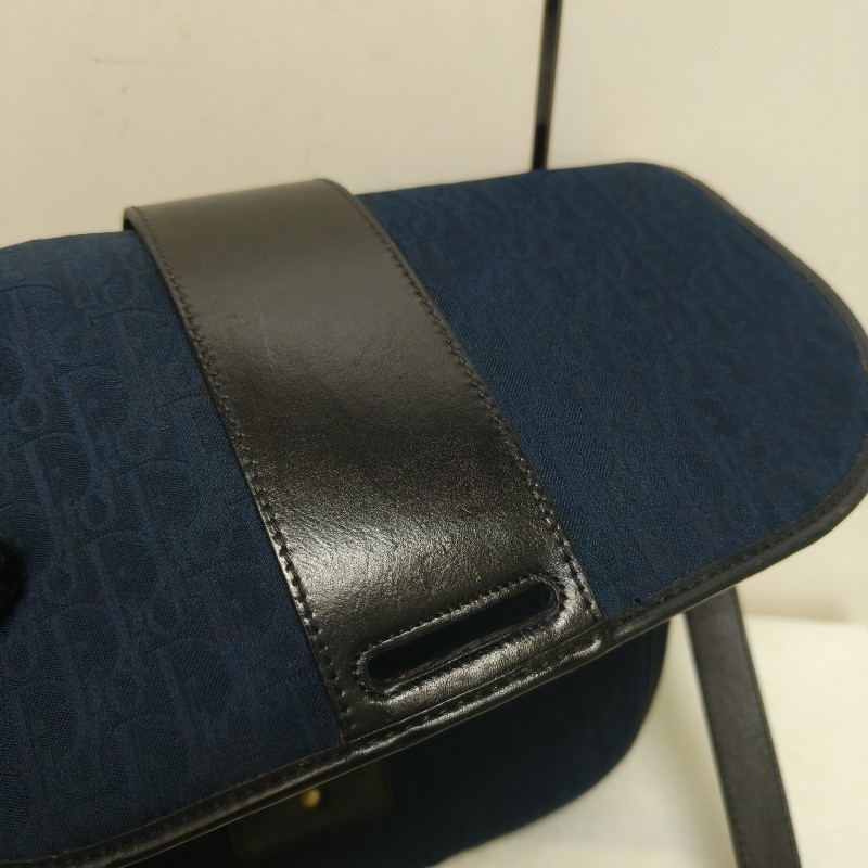 🔥衝破200銷售🔥【限時降價回饋至9/21】㊣✨Christian Dior✨迪奧 CD 深藍色 老花 刺繡 牛皮 肩背包 郵差包 信封包 斜背包/二手包/保證正品🌳二手樹屋🌳-34