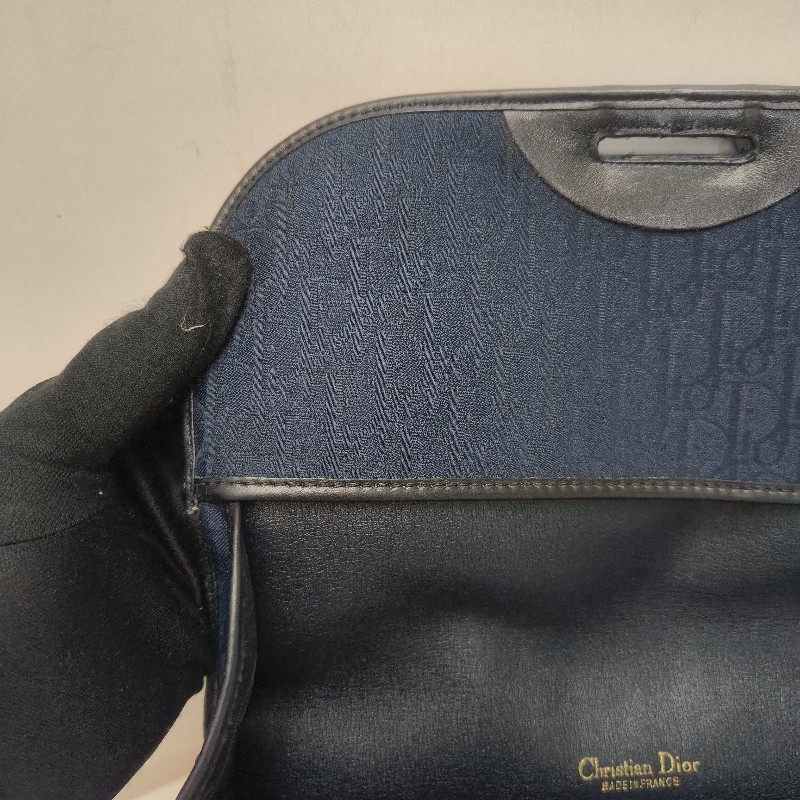 🔥衝破200銷售🔥【限時降價回饋至9/21】㊣✨Christian Dior✨迪奧 CD 深藍色 老花 刺繡 牛皮 肩背包 郵差包 信封包 斜背包/二手包/保證正品🌳二手樹屋🌳-37