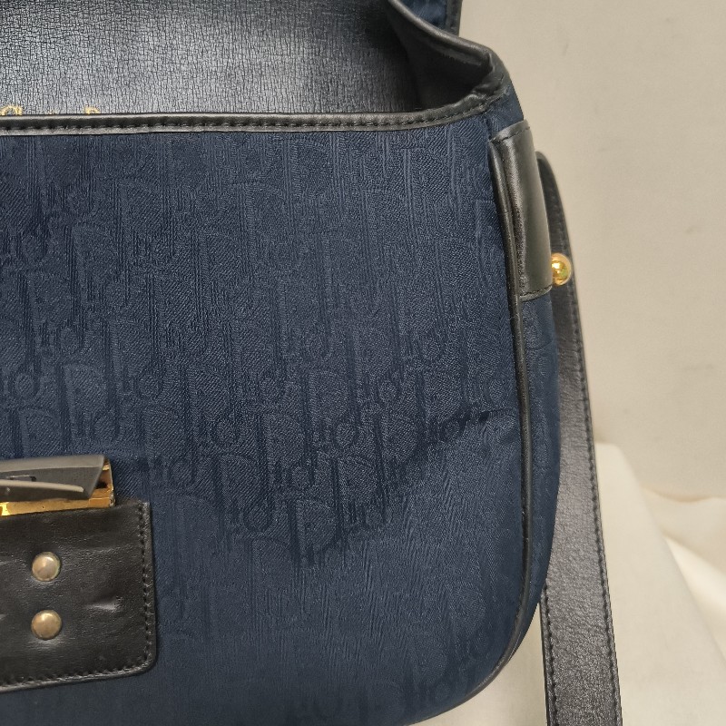 🔥衝破200銷售🔥【限時降價回饋至9/21】㊣✨Christian Dior✨迪奧 CD 深藍色 老花 刺繡 牛皮 肩背包 郵差包 信封包 斜背包/二手包/保證正品🌳二手樹屋🌳-41
