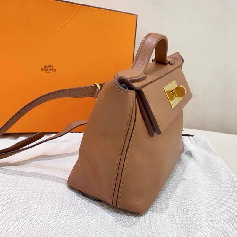 Hermes愛馬仕 mini 2424 金棕色37 金扣 21*16*10 z刻 全套配件-3