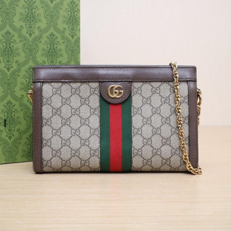 Ophidia 夾子包 小號 26 老花 PVC 金扣-0