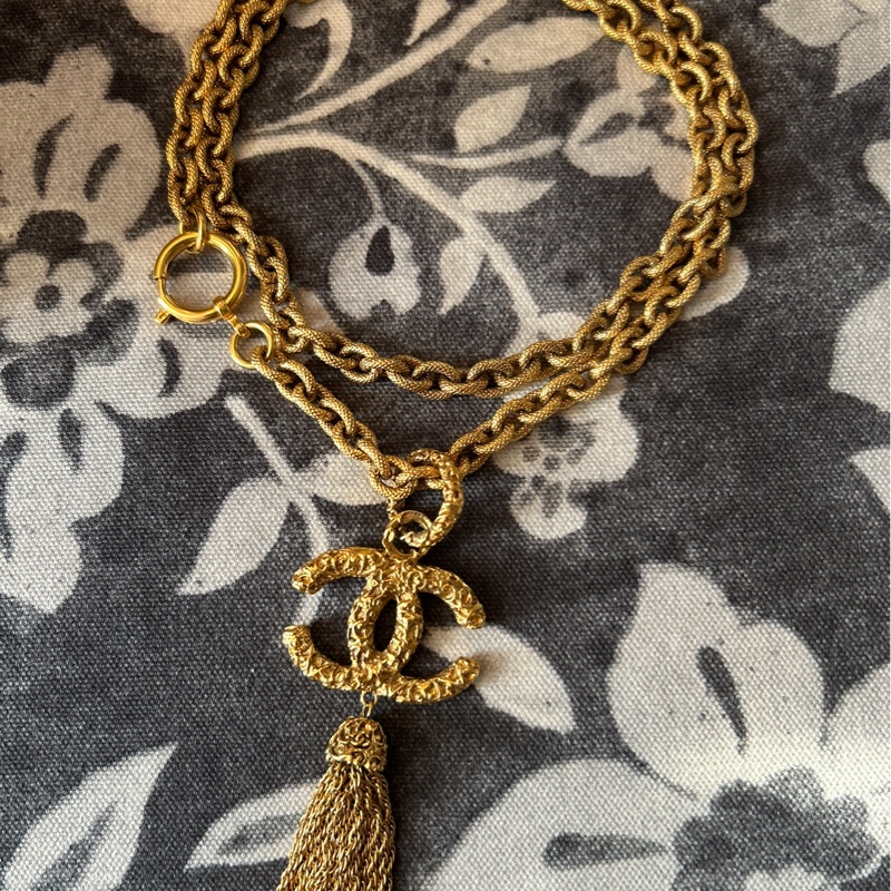 Chanel vintage gold plated long necklace-2