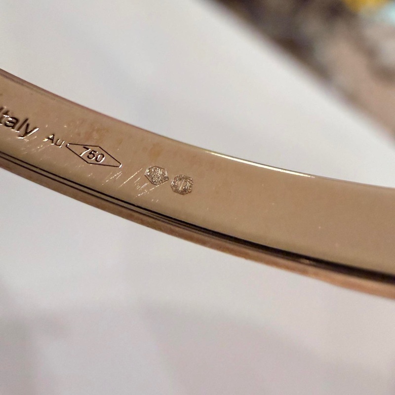 HERMES 鉚釘玫瑰金手環-10