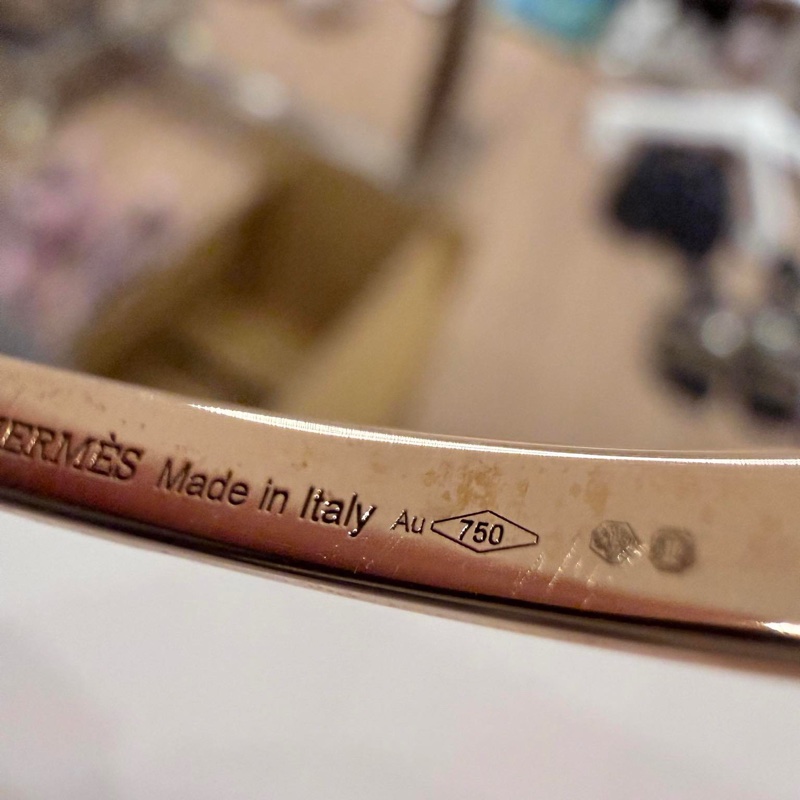 HERMES 鉚釘玫瑰金手環-11