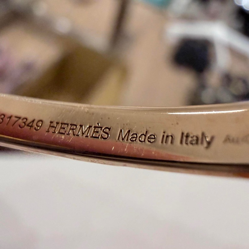 HERMES 鉚釘玫瑰金手環-12