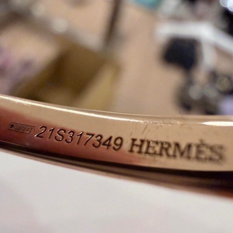 HERMES 鉚釘玫瑰金手環-13