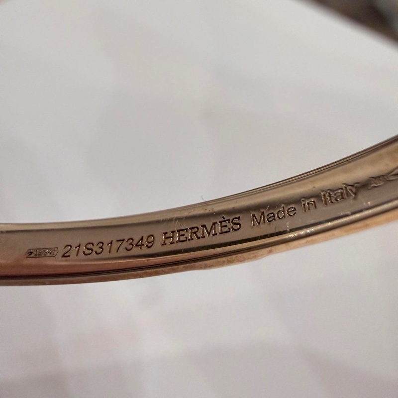 HERMES 鉚釘玫瑰金手環-15