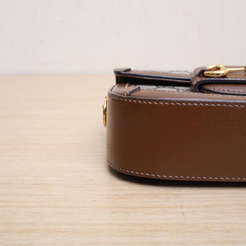 Horsebit 馬銜扣 1955 馬鞍包 Mini 20.5 可拆卸雙肩帶 烏木色 帆布 金扣-2