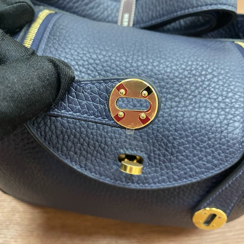 🌈Hermes💙Mini Lindy一代💙午夜藍金扣🌈98新🌟TC皮🌟Stamp U🌟已Hold🌟-2