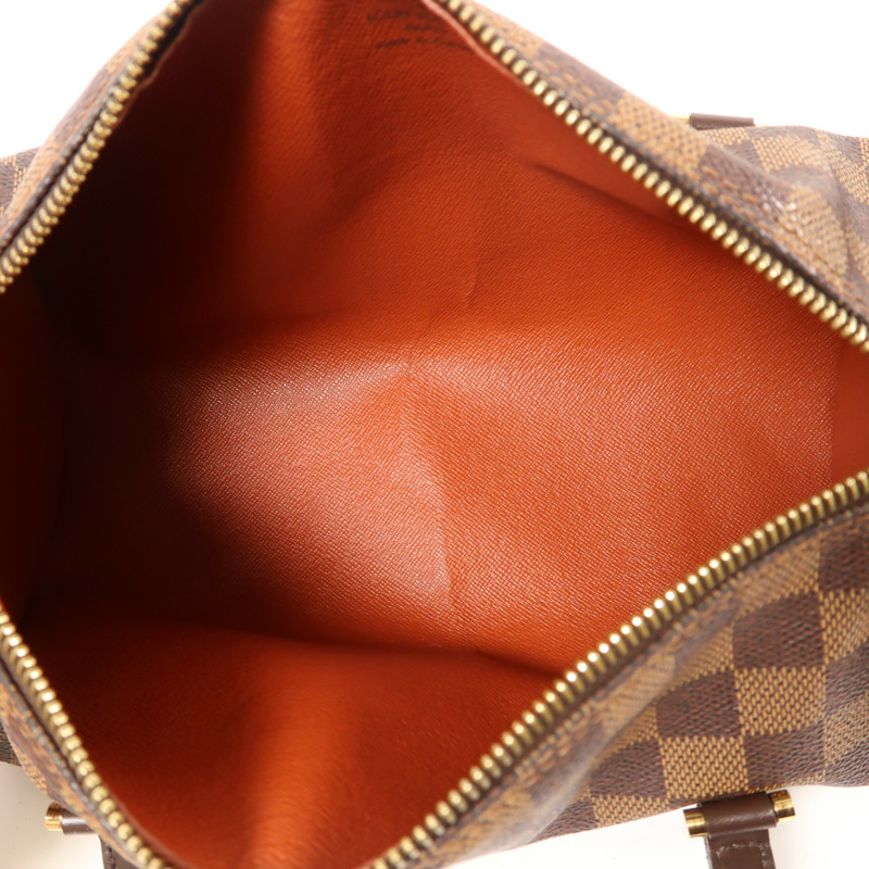 LOUIS VUITTON Damier Papillon PM金扣手挽袋棕色-4