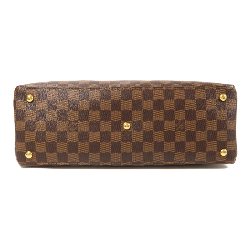 LOUIS VUITTON Damier Riverside金扣手挽肩背兩用袋棕色/紅色-3