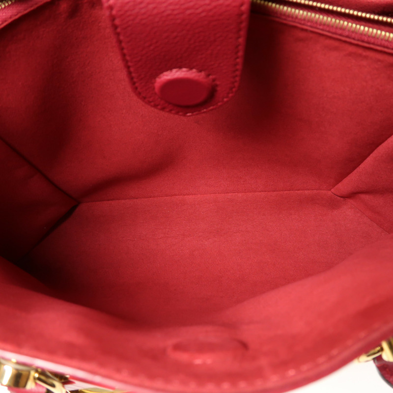 LOUIS VUITTON Damier Riverside金扣手挽肩背兩用袋棕色/紅色-5