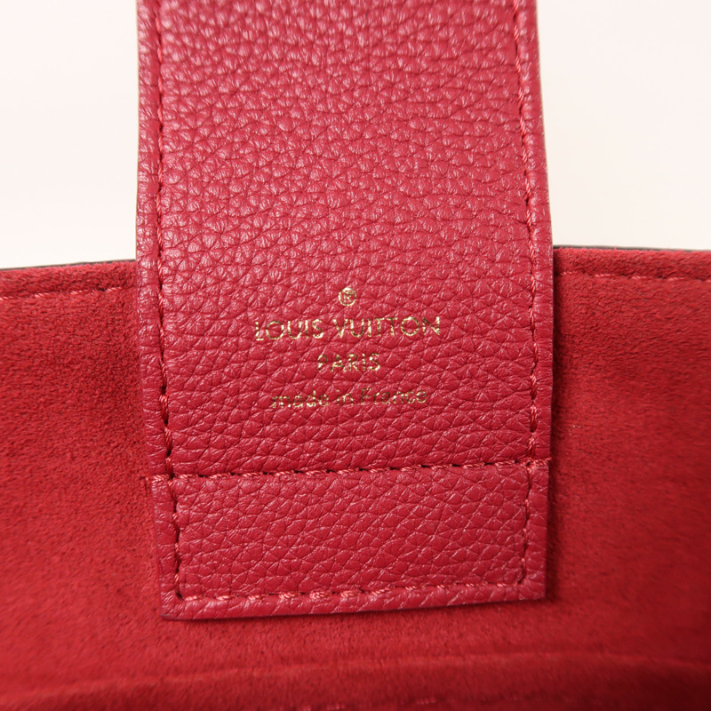 LOUIS VUITTON Damier Riverside金扣手挽肩背兩用袋棕色/紅色-6