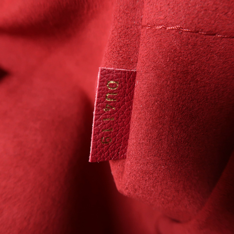 LOUIS VUITTON Damier Riverside金扣手挽肩背兩用袋棕色/紅色-7