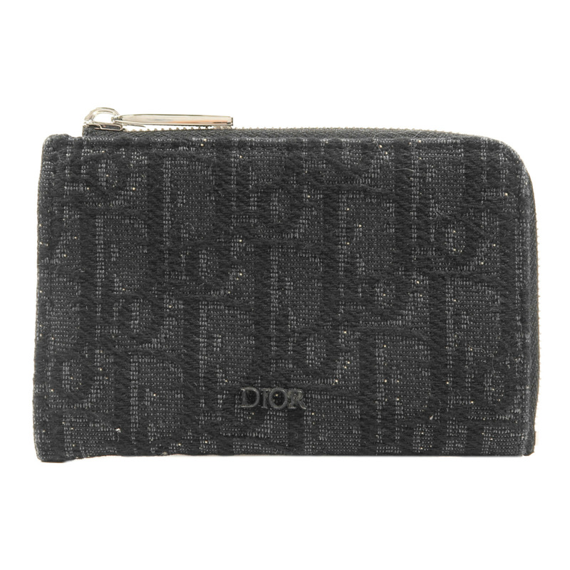 Dior 帆布/牛皮皮革Oblique Card Case銀扣卡片套-0