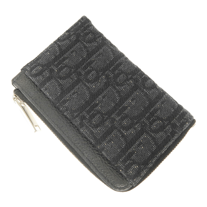 Dior 帆布/牛皮皮革Oblique Card Case銀扣卡片套-3