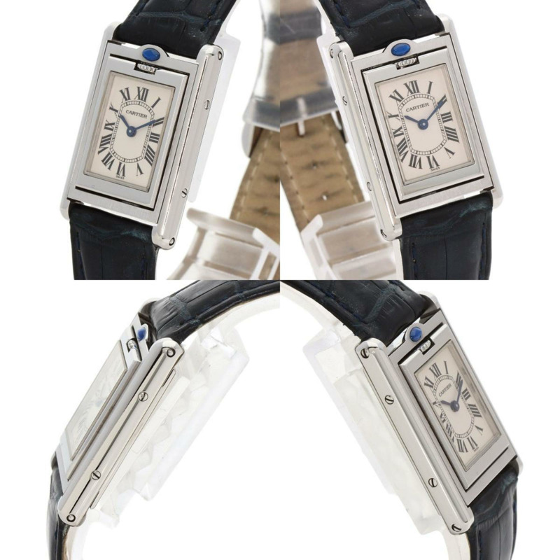 卡地亞 Tank Basculante SM W1011158 不鏽鋼/皮革女士手錶-3