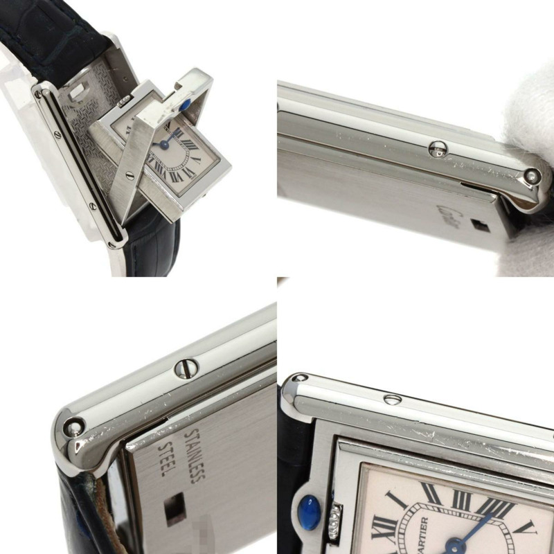 卡地亞 Tank Basculante SM W1011158 不鏽鋼/皮革女士手錶-6