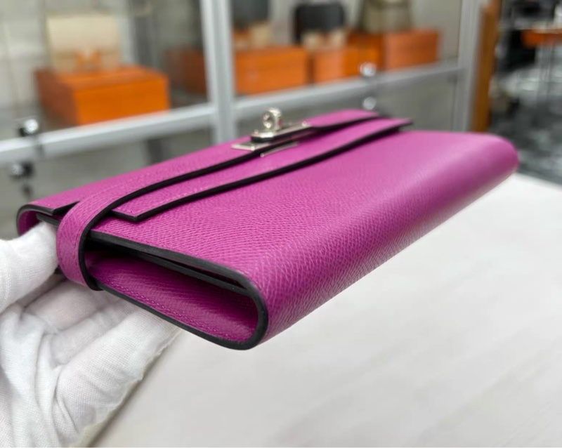 🌈Hermes💗Kelly Wallet💗L3玫瑰紫銀扣🌟99新🌟Epsom皮🌟長銀包🌟-3