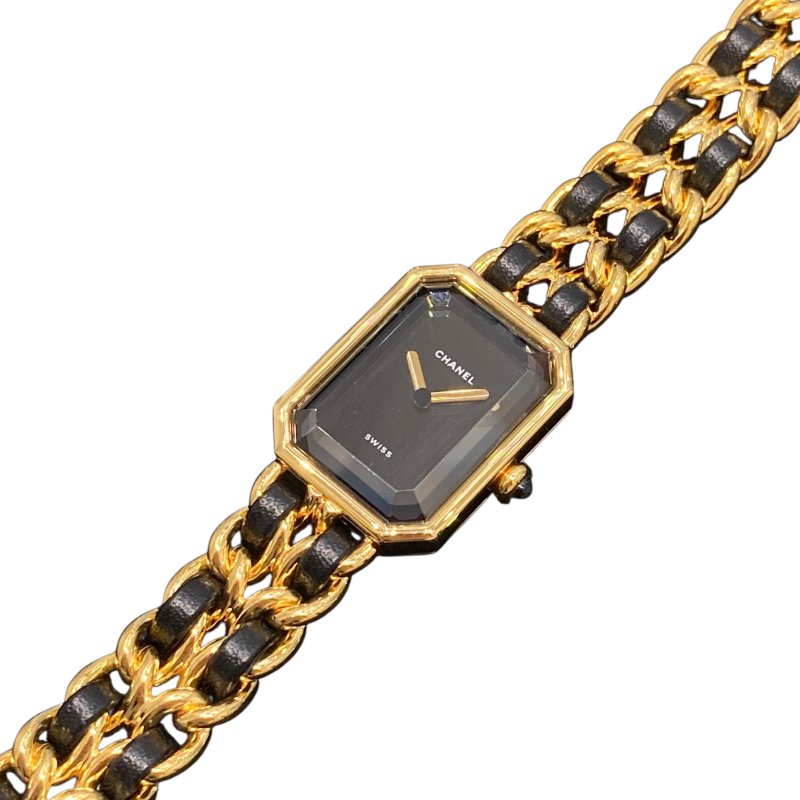 CHANEL 香奈兒 H0001 Premiere M 方糖 石英錶 黑金-0