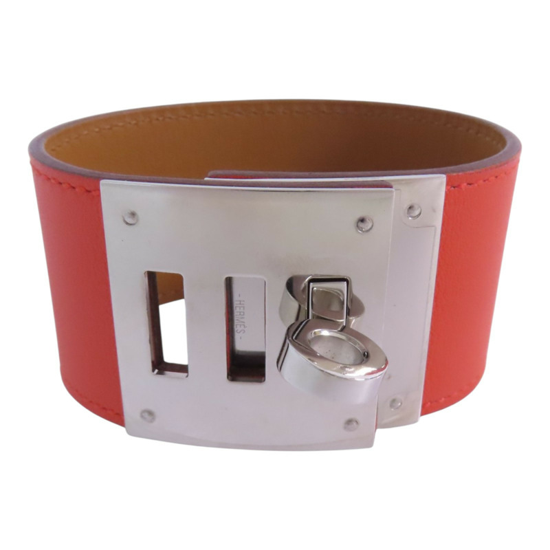 HERMES Swift皮革Kerry Dog Bracelet銀扣手鐲-0