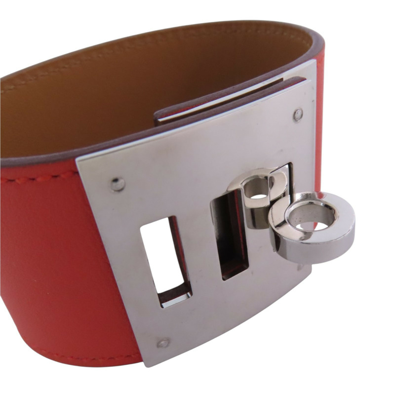 HERMES Swift皮革Kerry Dog Bracelet銀扣手鐲-5