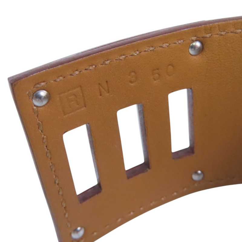 HERMES Swift皮革Kerry Dog Bracelet銀扣手鐲-8