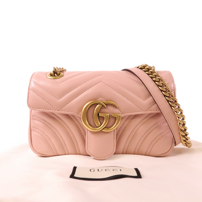 GUCCI 牛皮皮革GG Marmont金扣肩背袋-8